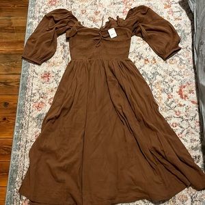 Free People Oasis Midi Dress, Size Large, Color Cigar (Brown)